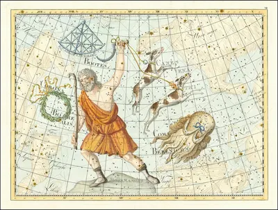 Bootes et Mons Maenalus… Coelum Stellatum. by Johann Elert Bode, 1801 — digital art print download