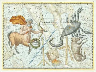 Sagittarius, Scorpius, Corona Australis, Ara, Lupus, Tubus, Norma Regula, Astronomicus by Johann Elert Bode, 1801 — digital…