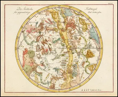 Die Südliche Halbkugel für gegenwärtige Zeit entworfen by Johann Elert Bode, 1805 — digital art print download