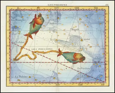 Les Poissons (Pisces) by John Flamsteed, 1776 — digital art print download