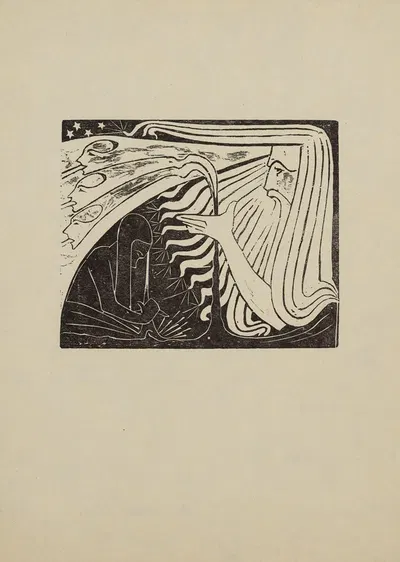 Illustratie bij Krishna – de Verlosser aan den arbeid by Karel de Bazel, 1925 — digital art print download