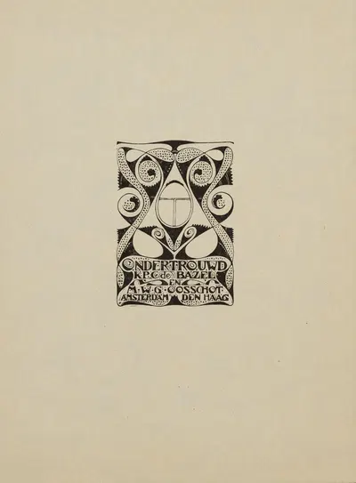 Ondertrouw-annonce van K.P.C. de Bazel en M.W.G. Oosschot by Karel de Bazel, 1925 — digital art print download