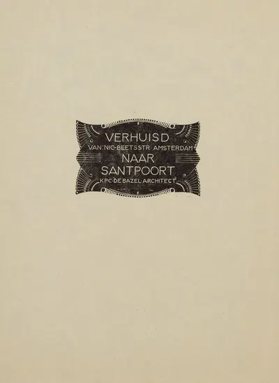 Verhuiskaart van K.P.C. de Bazel; van de Nic. Beetsstraat naar Santpoort by Karel de Bazel, 1925 — digital art print download