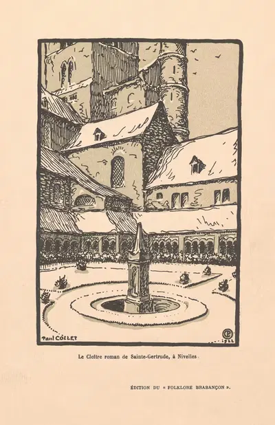 Le Cloître roman de Sainte-Gertrude à Nivelles by Paul Collet, 1922 — digital art print download