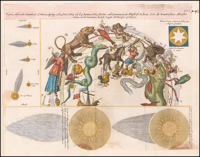 Фигура наблюдает Кометикар, Кёльн, 23 декабря 1664 года по 5 января 1665 года by Станислав Лубенецкий, 1668 — digital art…