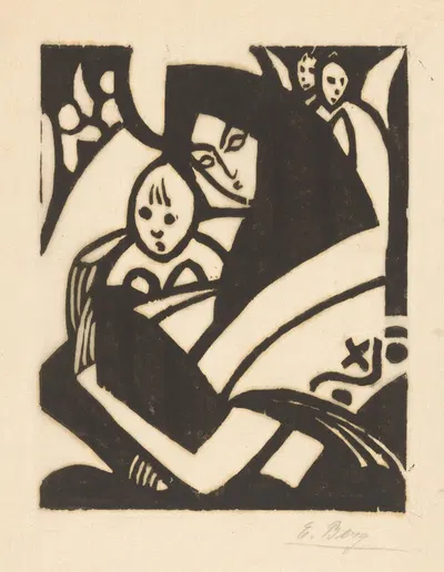 Мадонна с ребенком у щеки, Мать с ребенком by Эльза Берг, 1919 — digital art print download