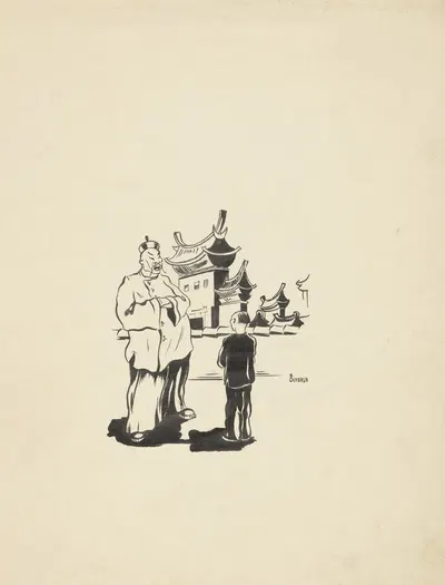 Китайский человек и мальчик by Ф. Окерс, 1934 — digital art print download