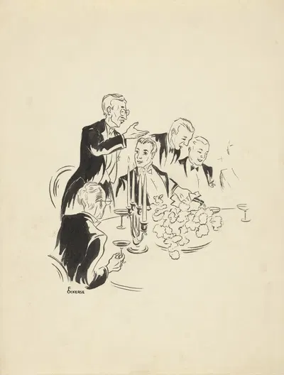 Человек произносит речь на ужине by Ф. Окерс, 1934 — digital art print download
