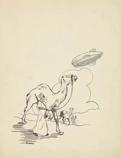Жители пустыни смотрят на дирижабль by Ф. Окерс, 1934 — digital art print download