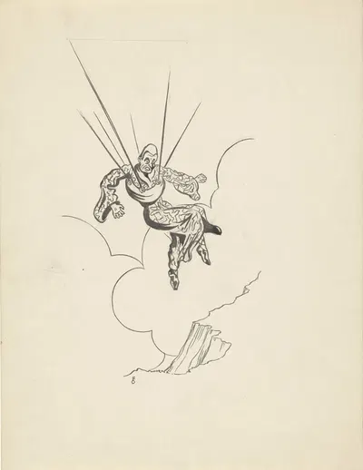 Летающий человек на парашюте by Ф. Окерс, 1934 — digital art print download