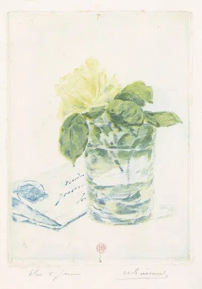 Letter next to a vase with a rose by Анри-Шарль Герар, 1856-1897 — digital art print download