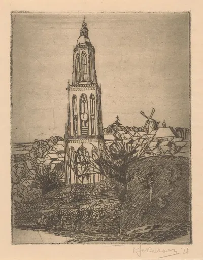 Gezicht op een dorp by Jo Bezaan, 1921 — digital art print download
