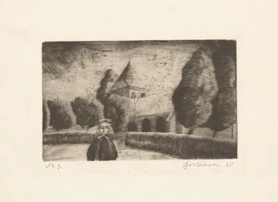 Meisje bij een kerk by Jo Bezaan, 1925 — digital art print download