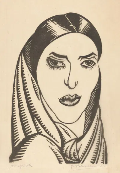Vrouw met hoofddoek by Jo Bezaan, 1920 — digital art print download