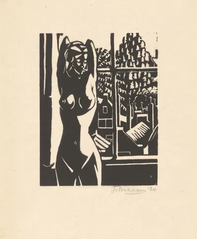 Vrouwelijk naakt voor een venster by Jo Bezaan, 1920 — digital art print download