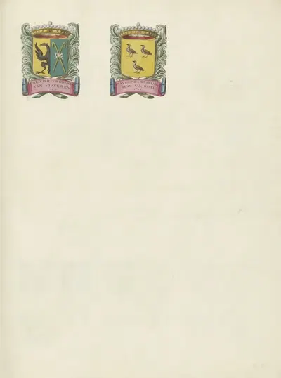Twee wapens van raden in de vroedschap van Rotterdam by Johannes de Vouw, 1694-1695 — digital art print download