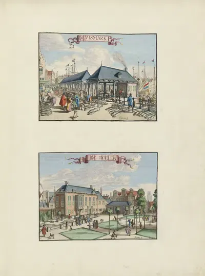 Vismarkt Sint-Jorisdoelen De Vismarkt De Doelen by Johannes de Vouw, 1694-1695 — digital art print download
