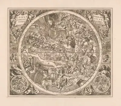 Небесная карта с христианскими созвездиями by Петер Шенк Старший, 1660-1708 — digital art print download