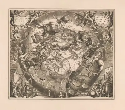 Карта небес с южными созвездиями by Петер Шенк Старший, 1660-1708 — digital art print download
