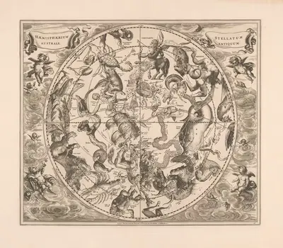 Карта небес с южными созвездиями by Петер Шенк Старший, 1660-1708 — digital art print download