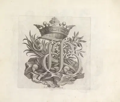 Gekroonde initialen JFB by Robert van Audenaerde, 1673-1743 — digital art print download