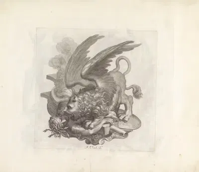 Medusa verpletterd door de leeuw van Sint Marcus by Robert van Audenaerde, 1673-1743 — digital art print download