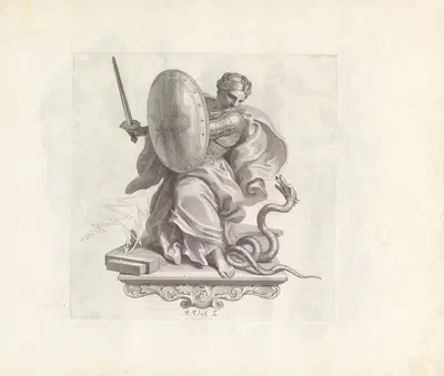 Personificatie van Bescherming by Robert van Audenaerde, 1673-1743 — digital art print download