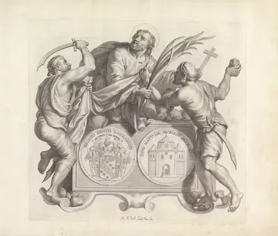 Wapen van de familie Barbarigo en de dood van de heilige Mattias by Robert van Audenaerde, 1673-1743 — digital art print…