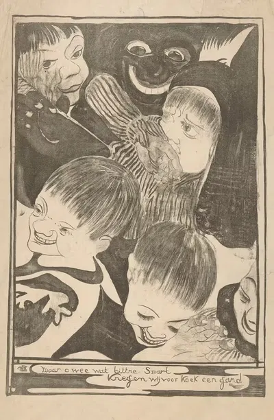 Детские головы и усмехающееся лицо by Абрахам де Миранда, 1895-1896 — digital art print download