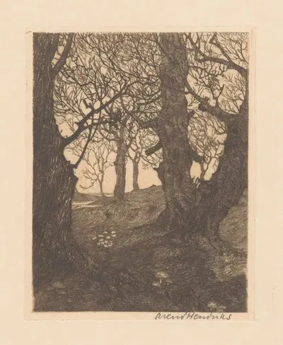 Путь через лес с голыми деревьями by Аренд Хендрикс, 1911 - 1931 — digital art print download