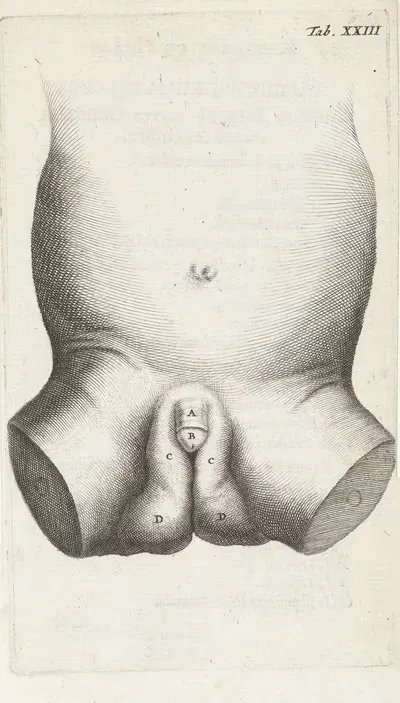 Анатомическая иллюстрация детского пениса by Хендрик Бари, 1672 — digital art print download