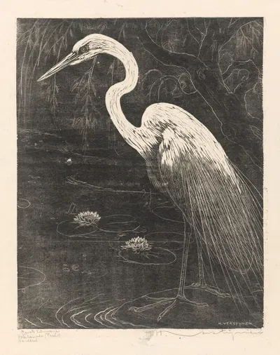 Groote zilverreiger by Анри Верстайнен, 1921 — digital art print download