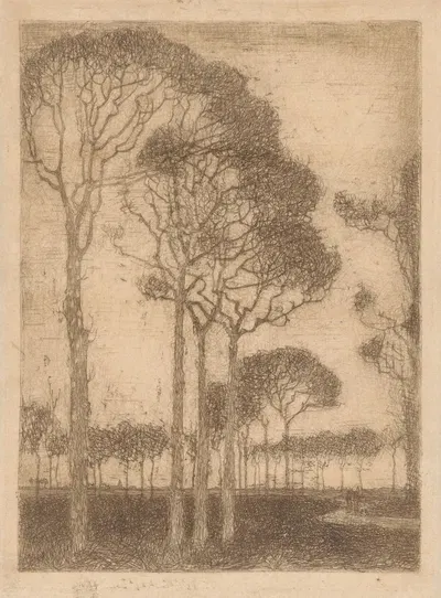 Деревья на краю Оранжевого леса by Ян Манкес, 1914-1915 — digital art print download