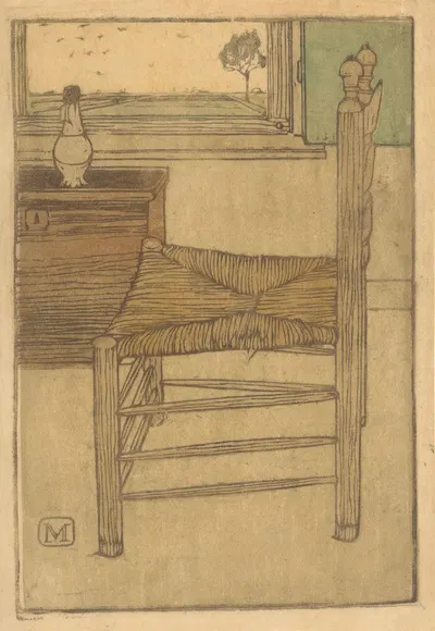 Стул с плетеным сиденьем. by Ян Манкес, 1914 — digital art print download