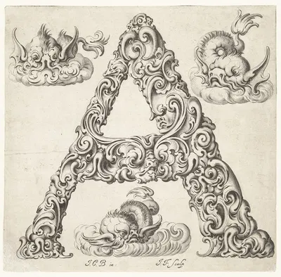 Letter A by Jeremias Falck, 1645-1650 — digital art print download