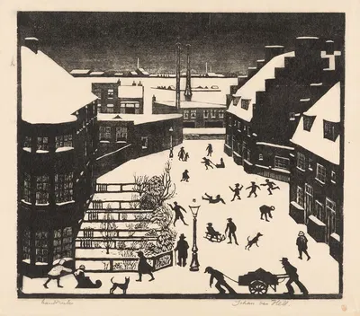 Заснеженный город by Йохан ван Хелл, 1904 - 1937 — digital art print download