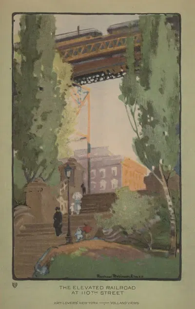 Подъемная железная дорога на 110-й улице by Рэйчел Робинсон Элмер, 1914 — digital art print download