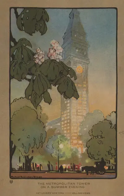 Метрополитенская башня в летний вечер by Рэйчел Робинсон Элмер, 1914 — digital art print download