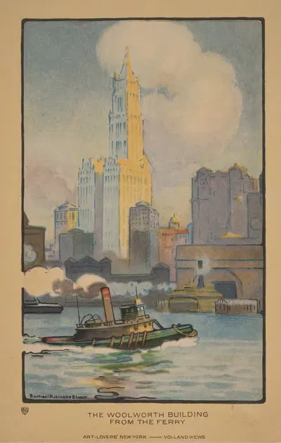 Здание Вулворта с парома by Рэйчел Робинсон Элмер, 1914 — digital art print download