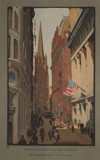 Церковь Троицы и Уолл-стрит by Рэйчел Робинсон Элмер, 1914 — digital art print download