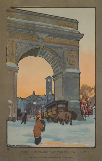Арка Вашингтона в зимних сумерках by Рэйчел Робинсон Элмер, 1914 — digital art print download