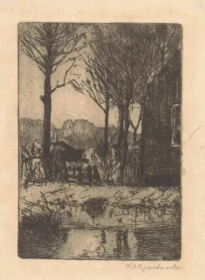 Дом у воды в Бинкхорсте в Гааге by Виллем Адрианус Грондхаут, 1888-1934 — digital art print download