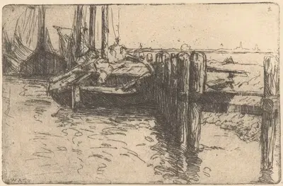 Челноки в порту Волендама by Виллем Адрианус Грондхаут, 1888-1934 — digital art print download