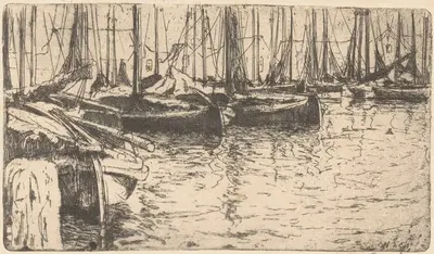 Челноки в порту Волендама by Виллем Адрианус Грондхаут, 1888-1934 — digital art print download