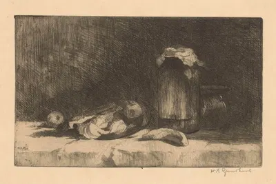 Stilleven met fruit en inmaakfles by Виллем Адрианус Грондхаут, 1888-1934 — digital art print download