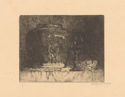 Stilleven met gemberpot, wijnglas en kom by Виллем Адрианус Грондхаут, 1888-1934 — digital art print download