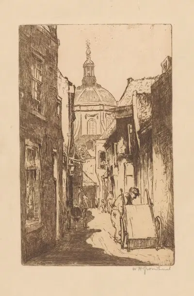 Улица в Лейдене by Виллем Адрианус Грондхаут, 1888-1934 — digital art print download