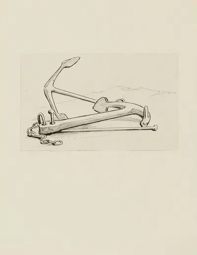 Две якоря – неиспользованный рисунок by Ахилле Гранчи-Тейлор, 1920-1921 — digital art print download