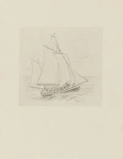 Парусник – неиспользованный рисунок by Ахилле Гранчи-Тейлор, 1920-1921 — digital art print download