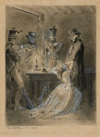 Фантина у ног Жавера by Альфонс Мари де Нёвиль, 1865 — digital art print download